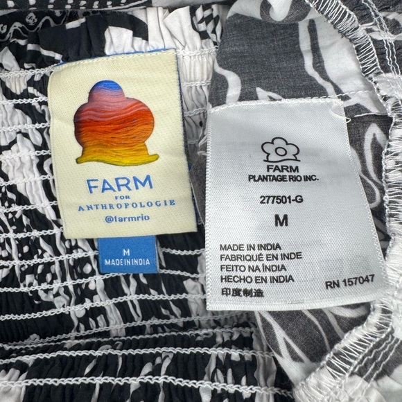 FARM RIO Black/White POPLIN BEADED TROPICAL CELESTIAL SUNS MIDI DRESS M - Picture 11 of 12